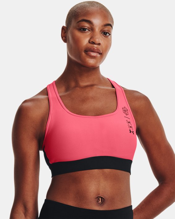Women's Armour® Mid Crossback Run Sports Bra, Pink, pdpMainDesktop image number 2
